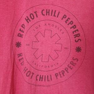 Red Hot Chili Peppers Graphic T-Shirt Mens XL Red Bay Island Sportswear Logo Tee